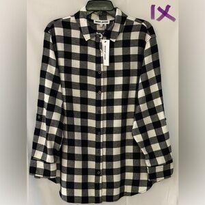 DKNY Black and White Checkered Women's Shirt